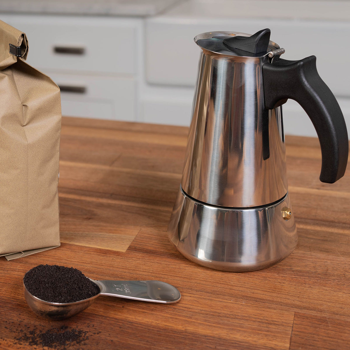 500 mL Stainless Steel Espresso Maker and Spoon Set