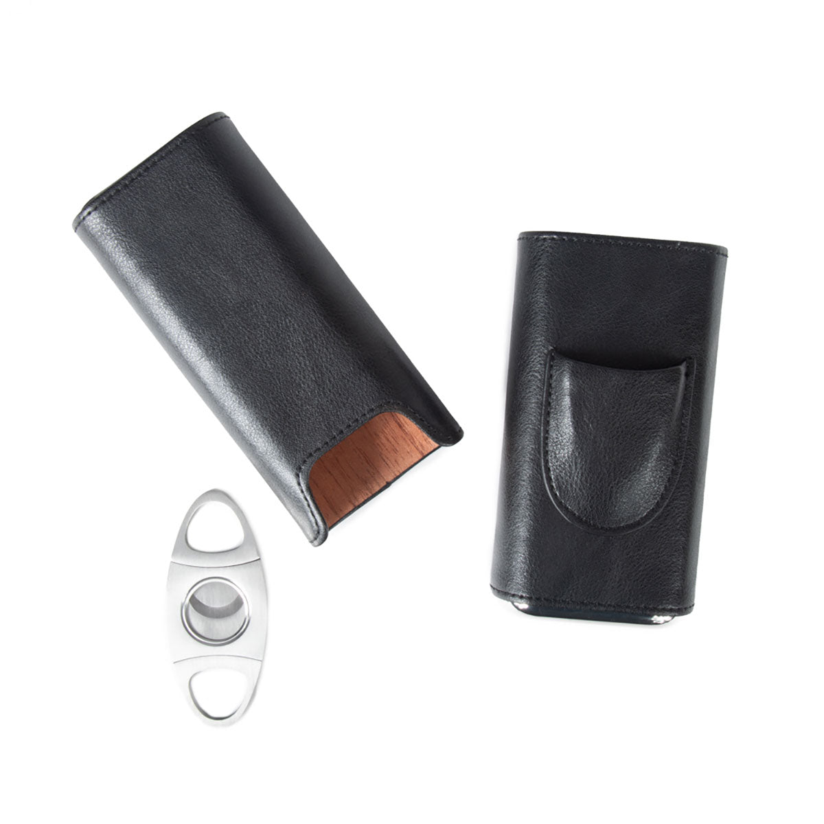 Brouk & Co Ashton 3 Cigar Leather Case with Cutter