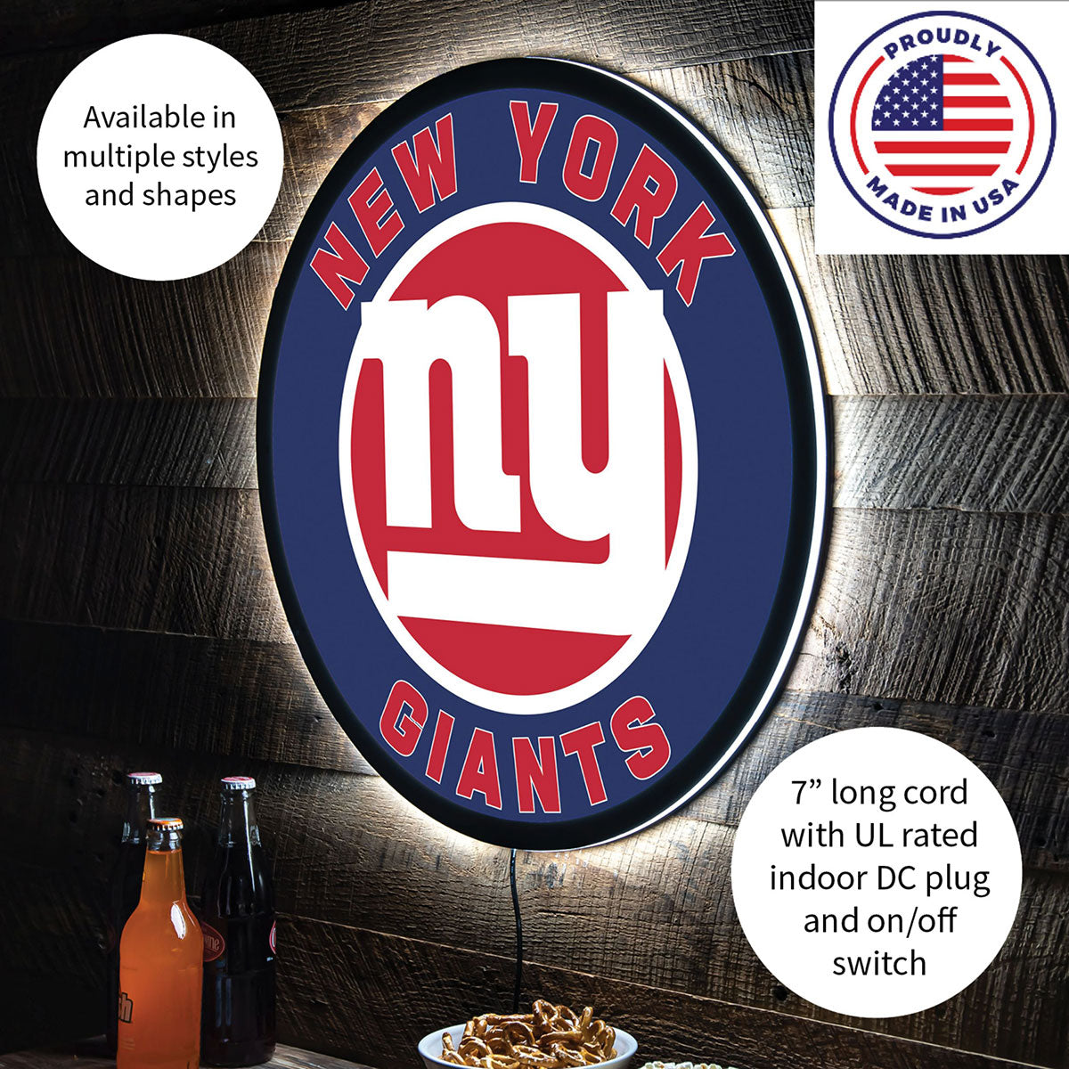 NFL Backlit Full Edge Round Wall Sign