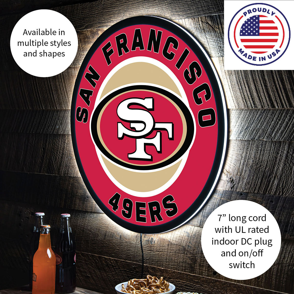 NFL Backlit Full Edge Round Wall Sign