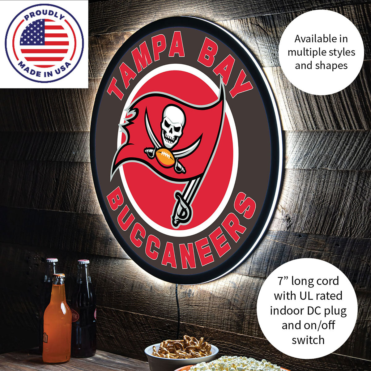 NFL Backlit Full Edge Round Wall Sign