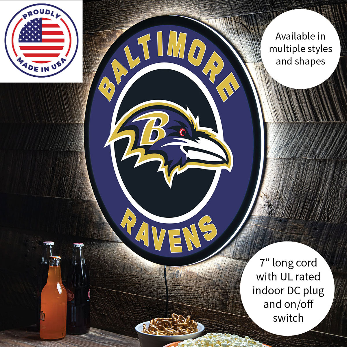 NFL Backlit Full Edge Round Wall Sign