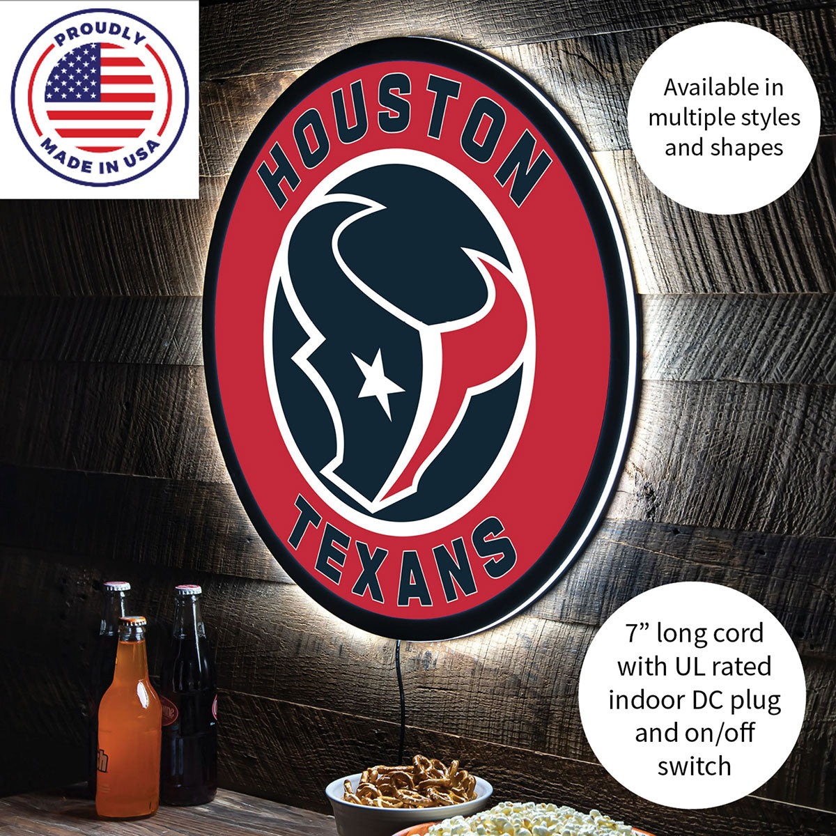 NFL Backlit Full Edge Round Wall Sign