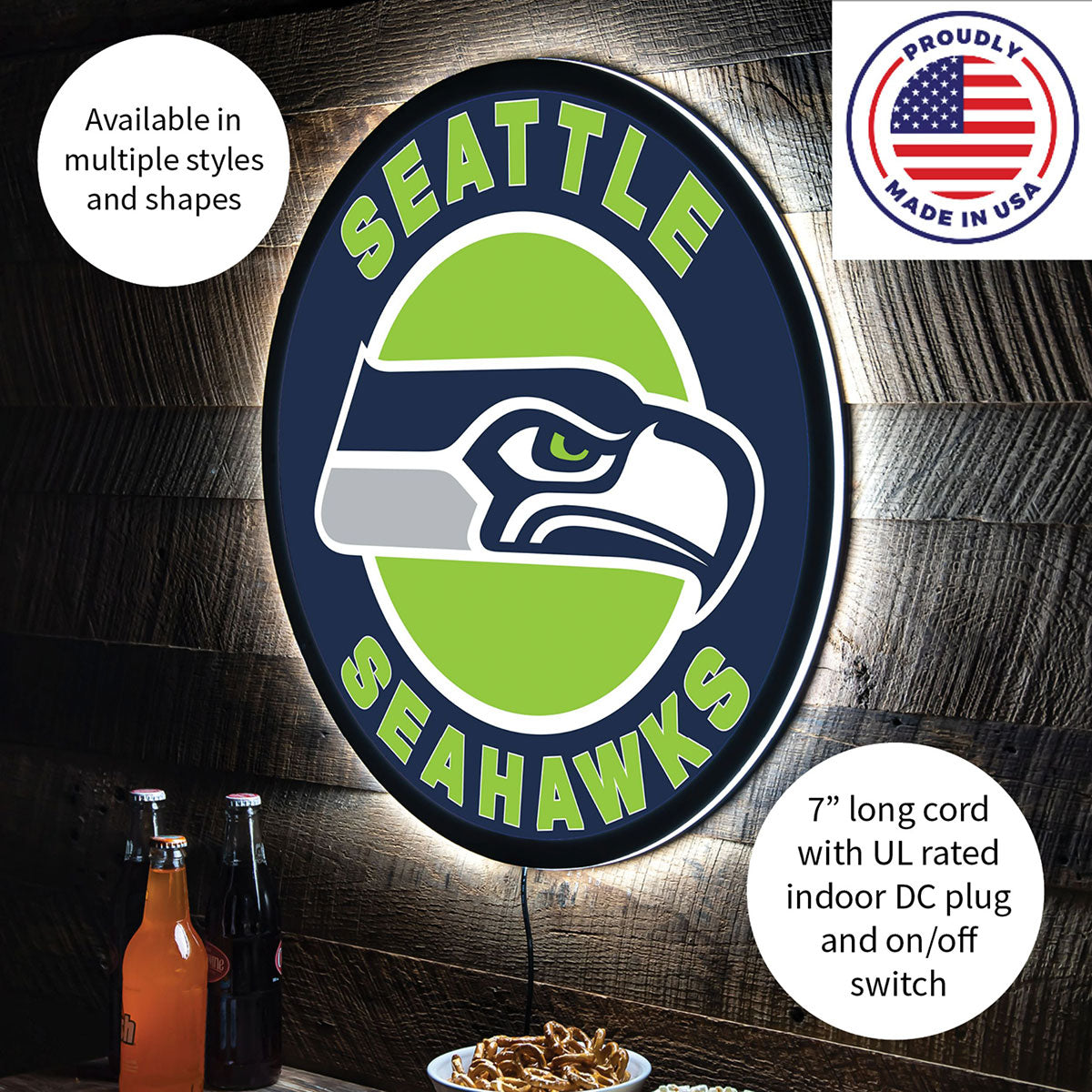 NFL Backlit Full Edge Round Wall Sign