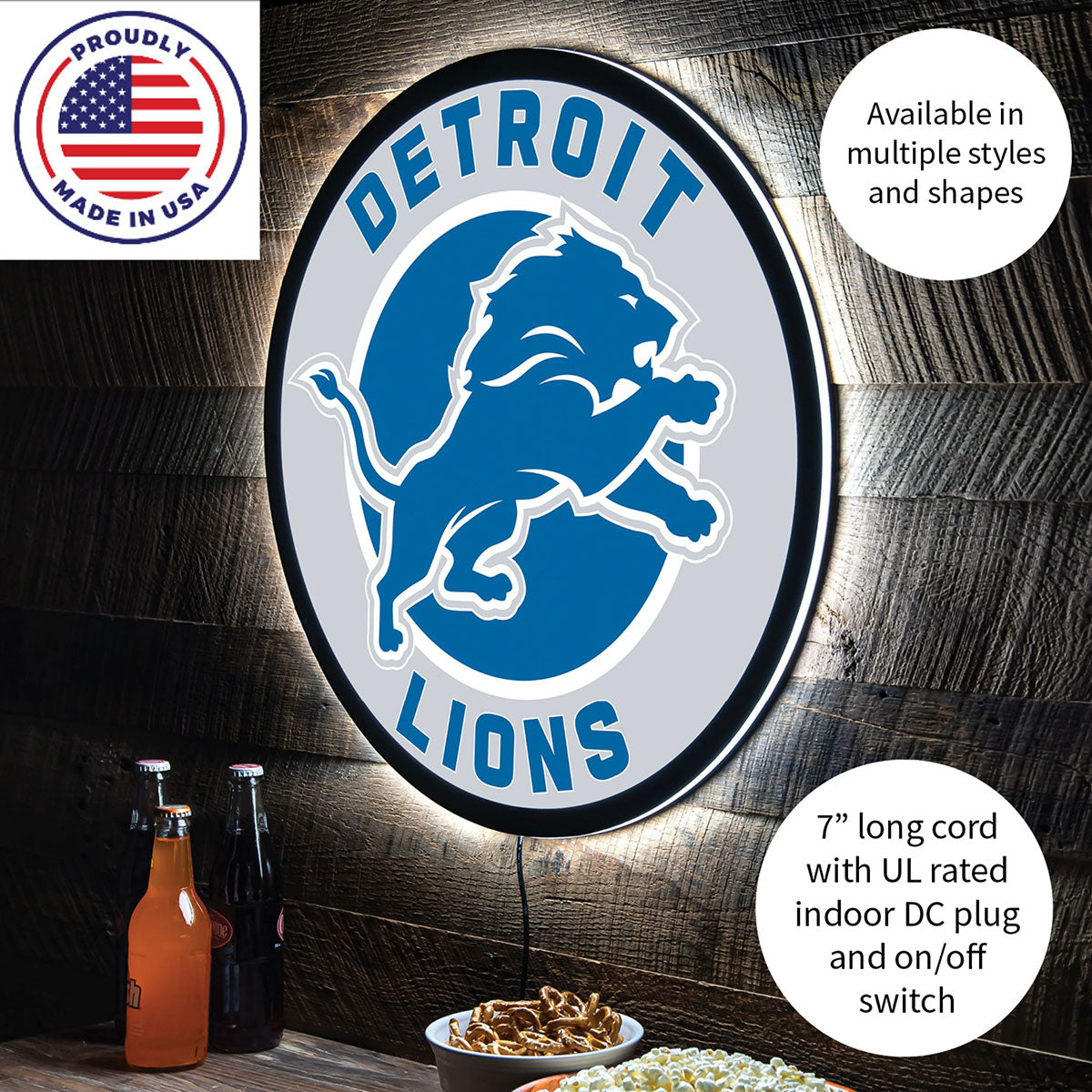 NFL Backlit Full Edge Round Wall Sign