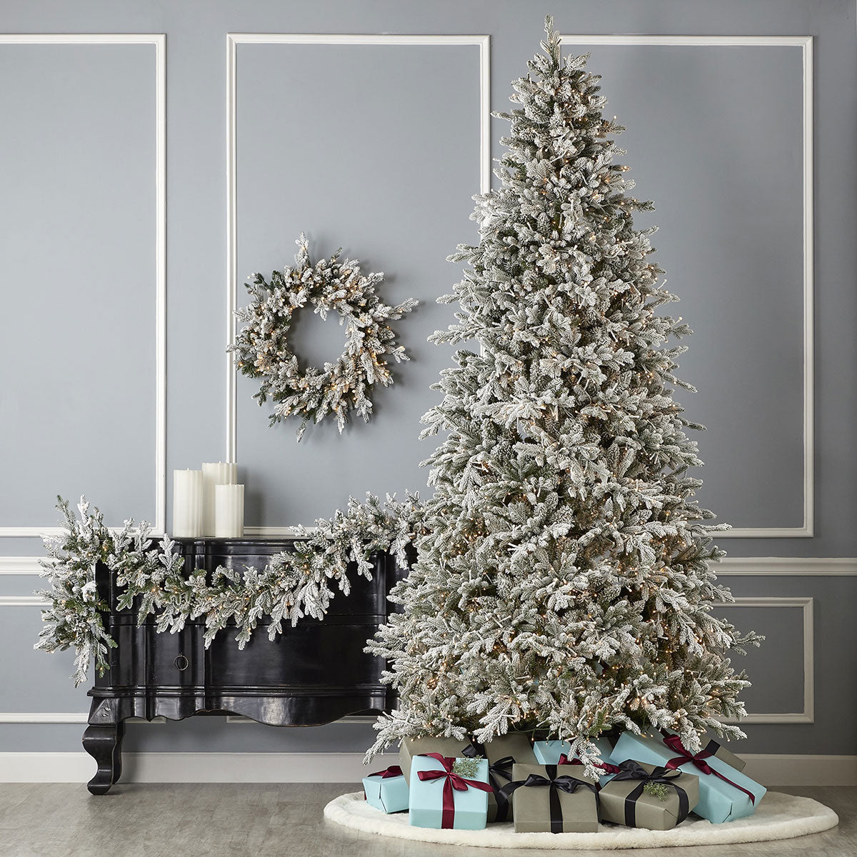 7.5' Flocked Pine Christmas Tree