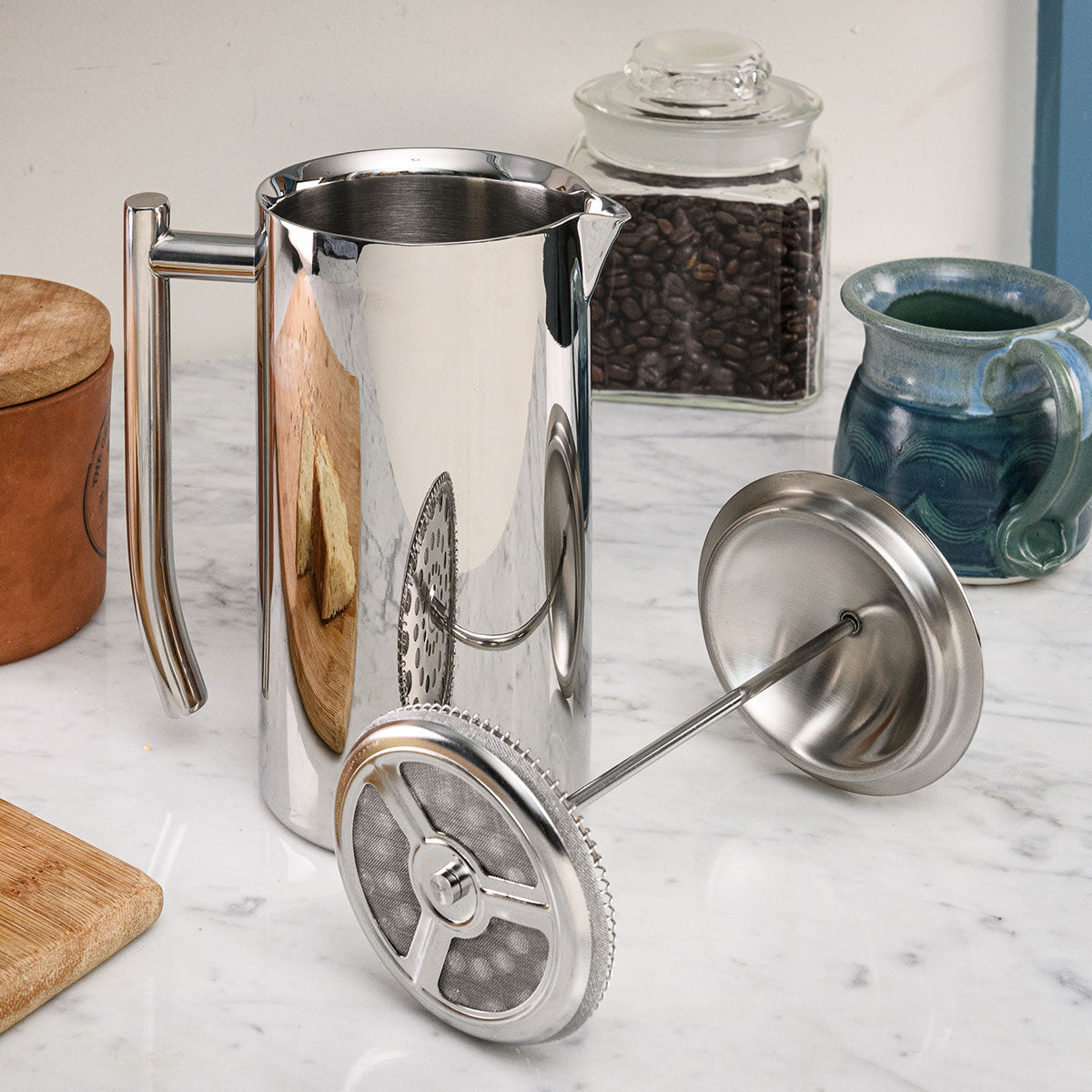 Double Walled Polished Stainless Steel French Press