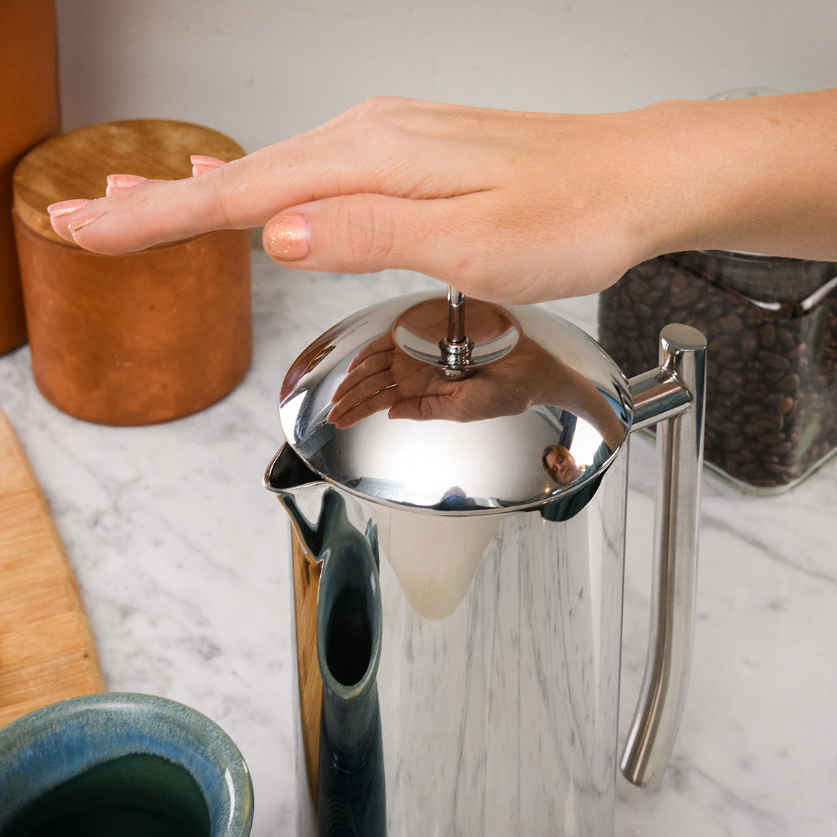 Double Walled Polished Stainless Steel French Press