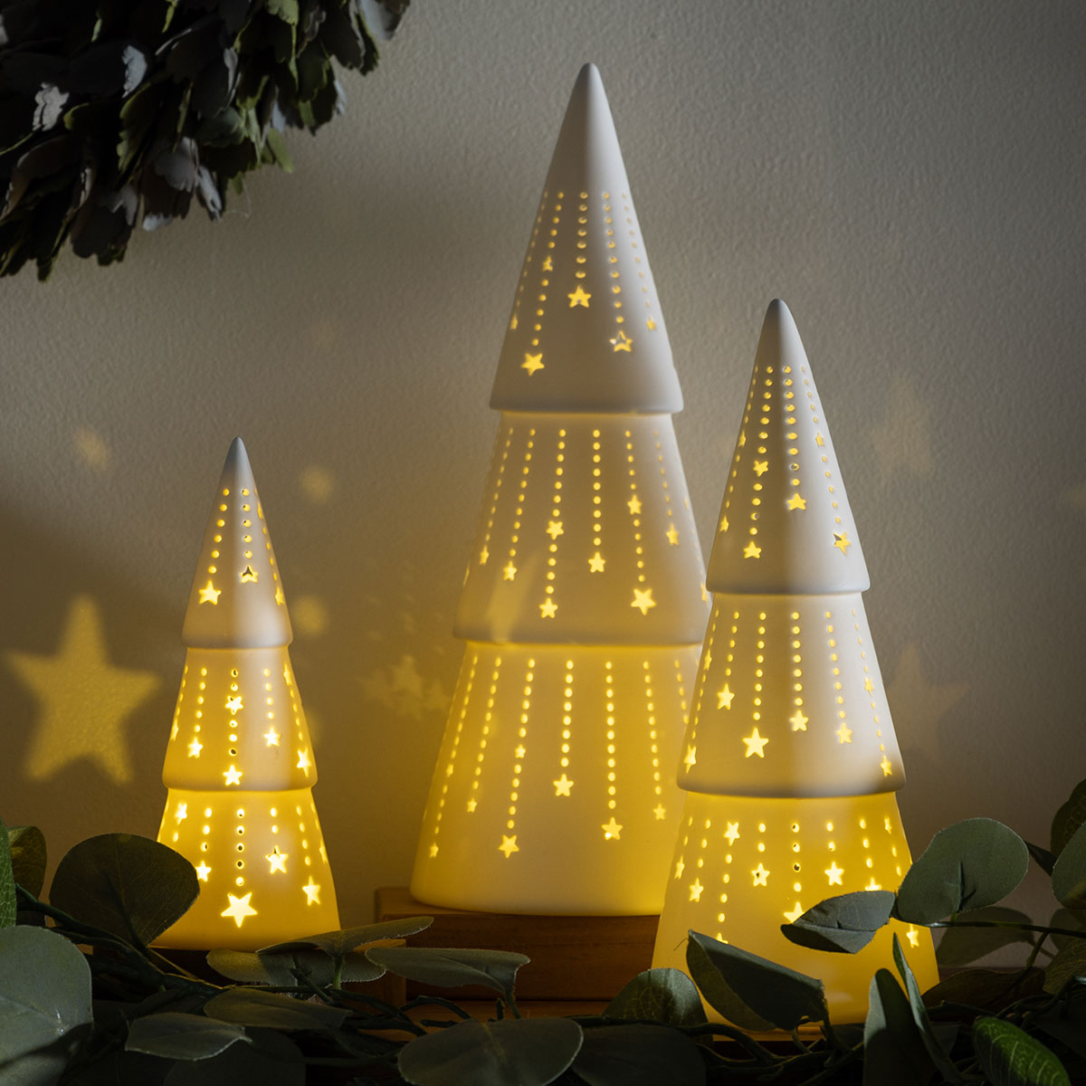 LED Ceramic Christmas Trees (Set of 3)
