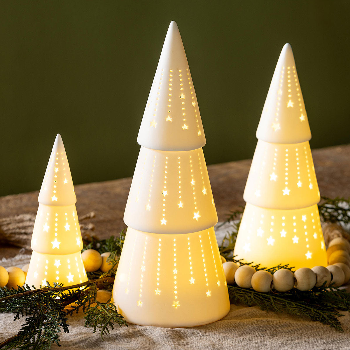 LED Ceramic Christmas Trees (Set of 3)