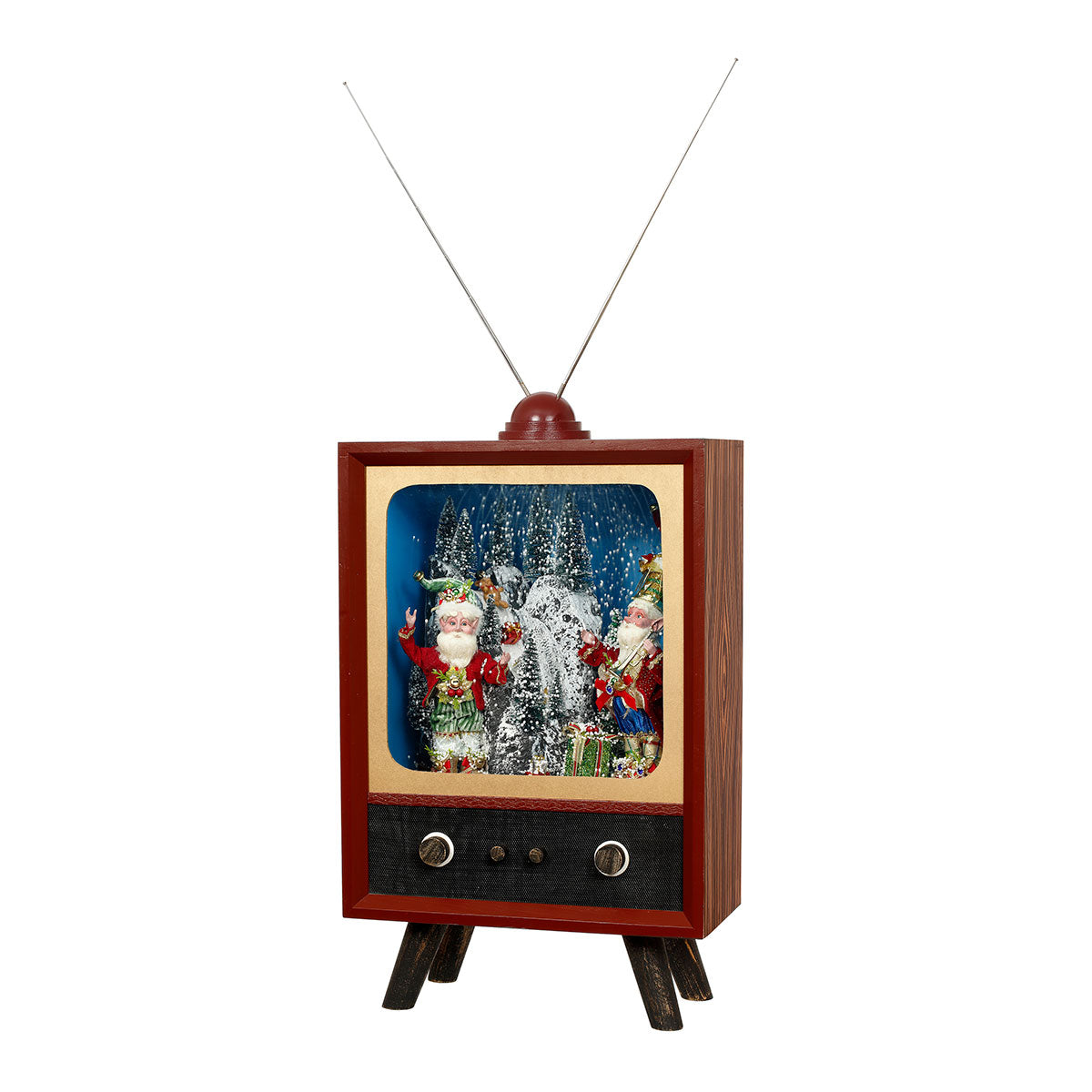 Snowing Retro TV with Elves
