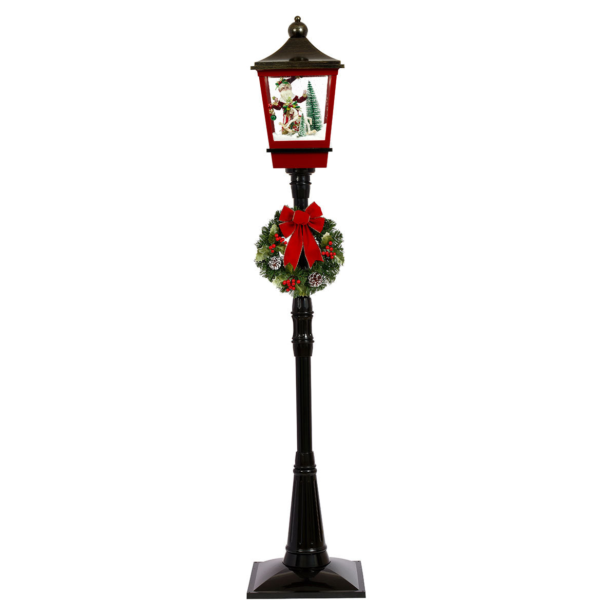 72'' Snowing Lamp Post with Wreath