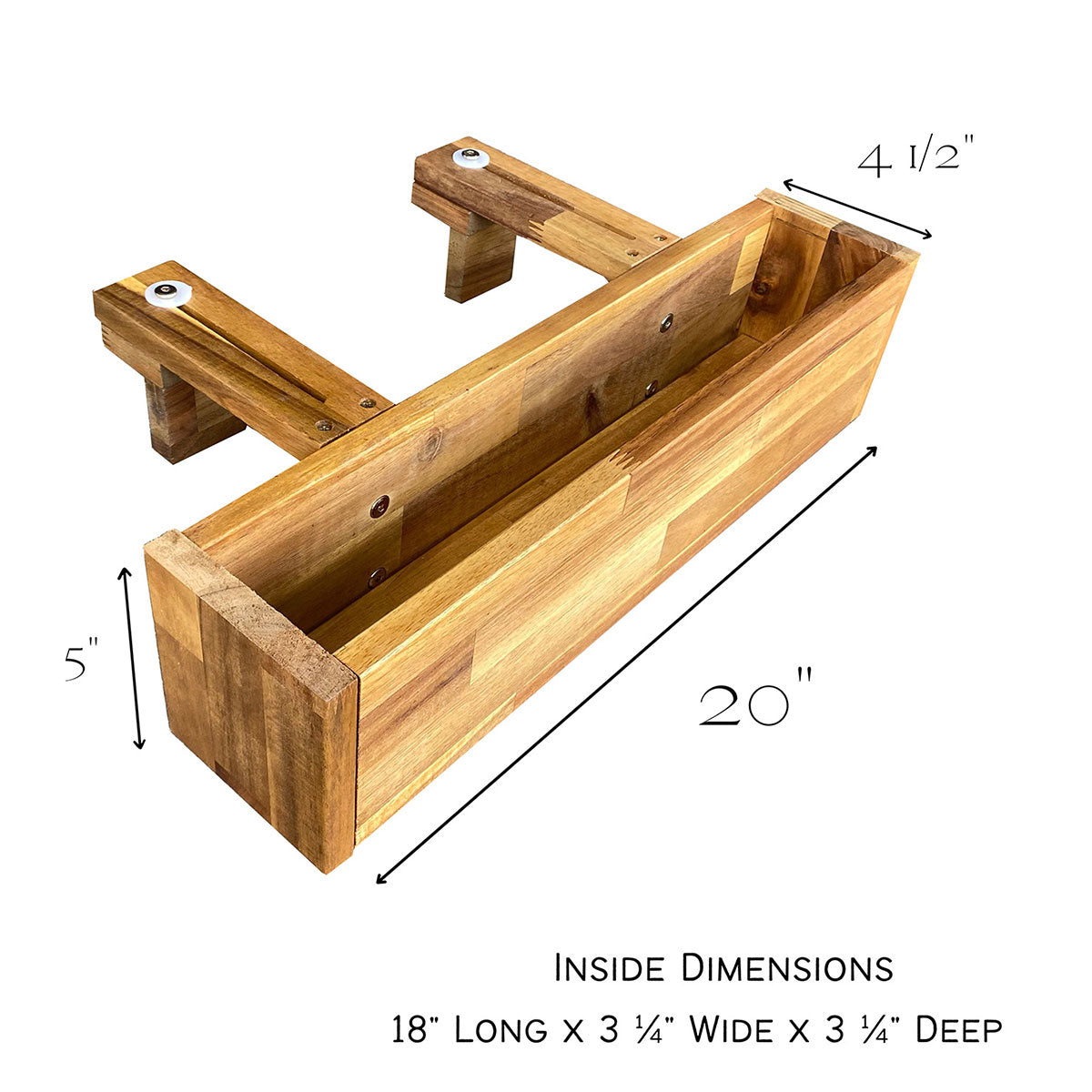 Acacia Wood Deck Rail Planter