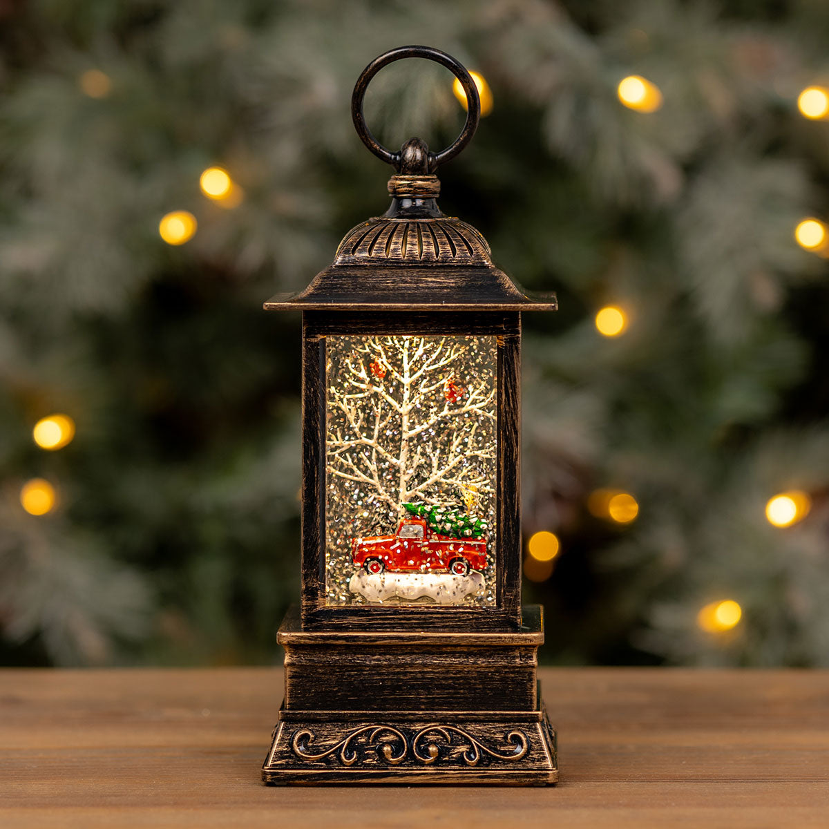 Illuminated Christmas Tree Truck Snow Globe