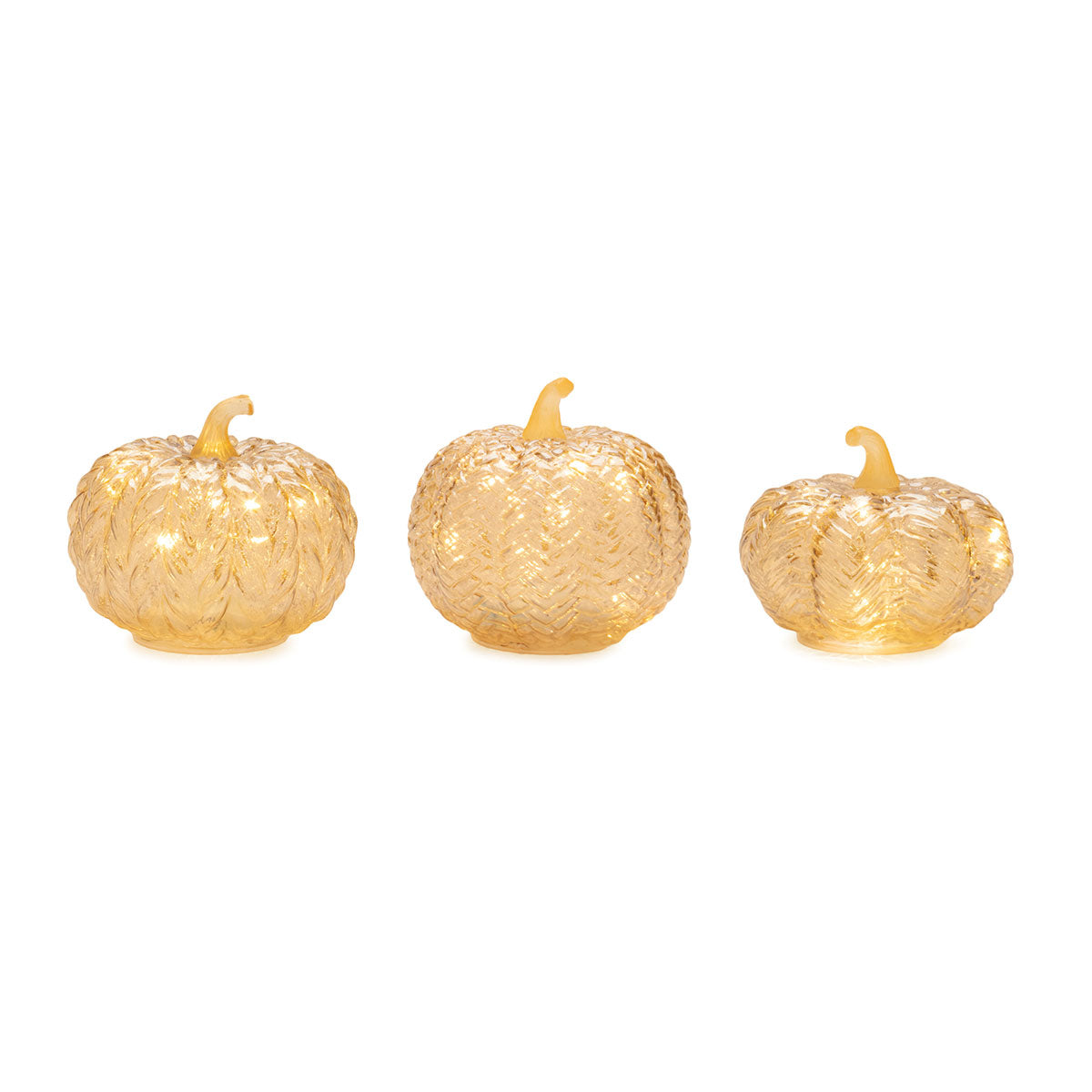 Illuminated Textured Pumpkin Set (Set of 3)