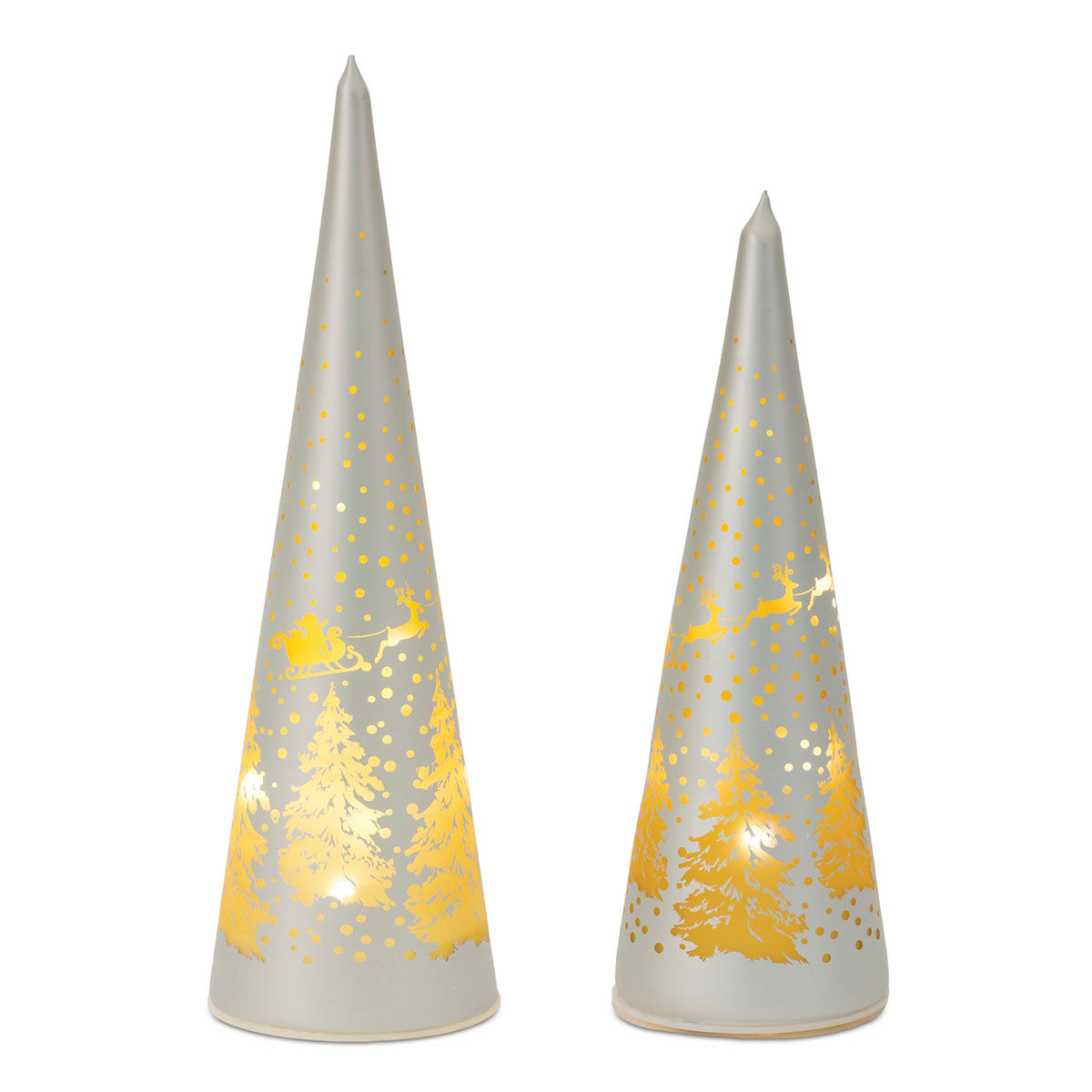 LED Woodland Santa's Sleigh Tree Set (Set of 2)