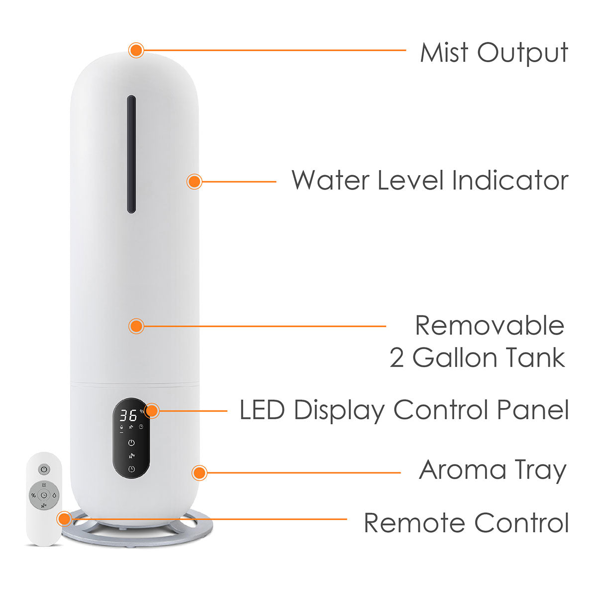 Aromatherapy Cool Mist Tower Humidifier