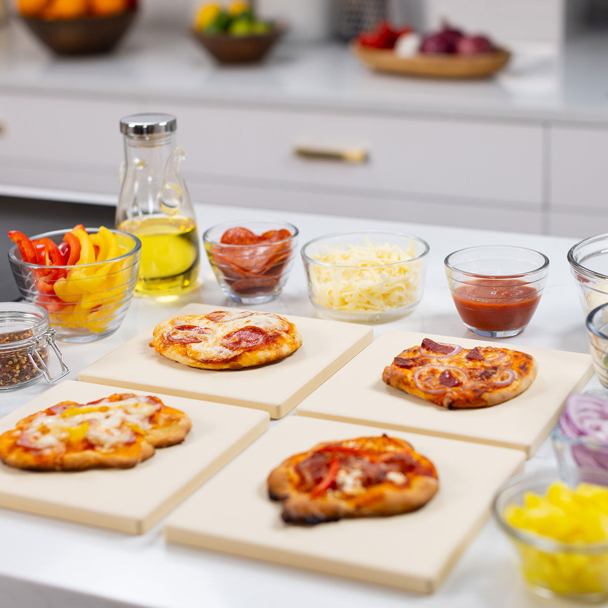 Cordierite Square Pizza Stone 4 Piece Set