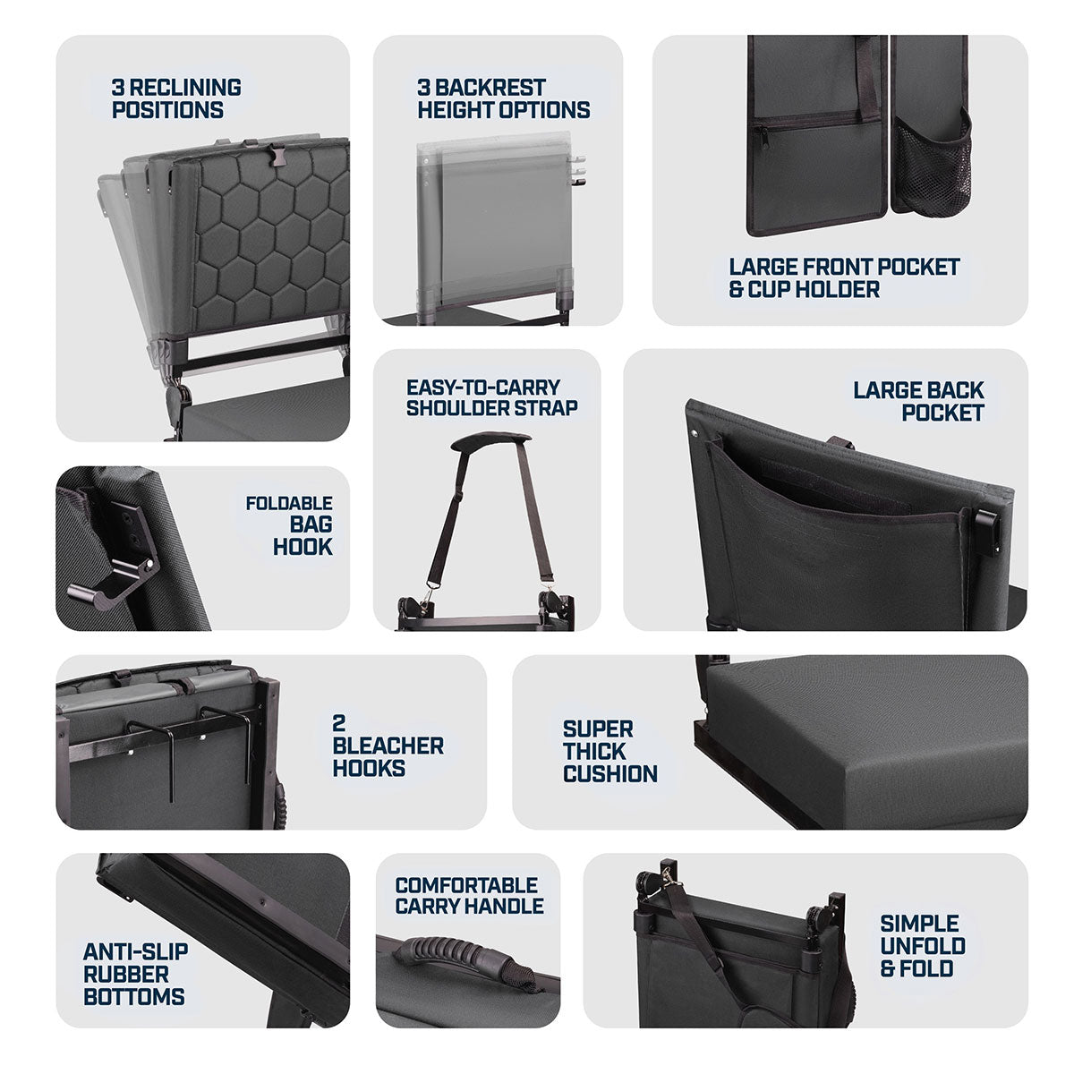 Foldable Heated Massage Stadium Seat