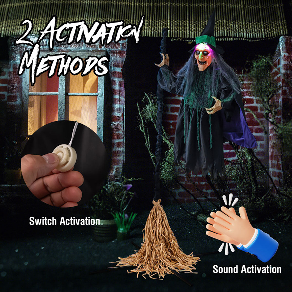 7 Ft. Mechanized LED Witch on Broom