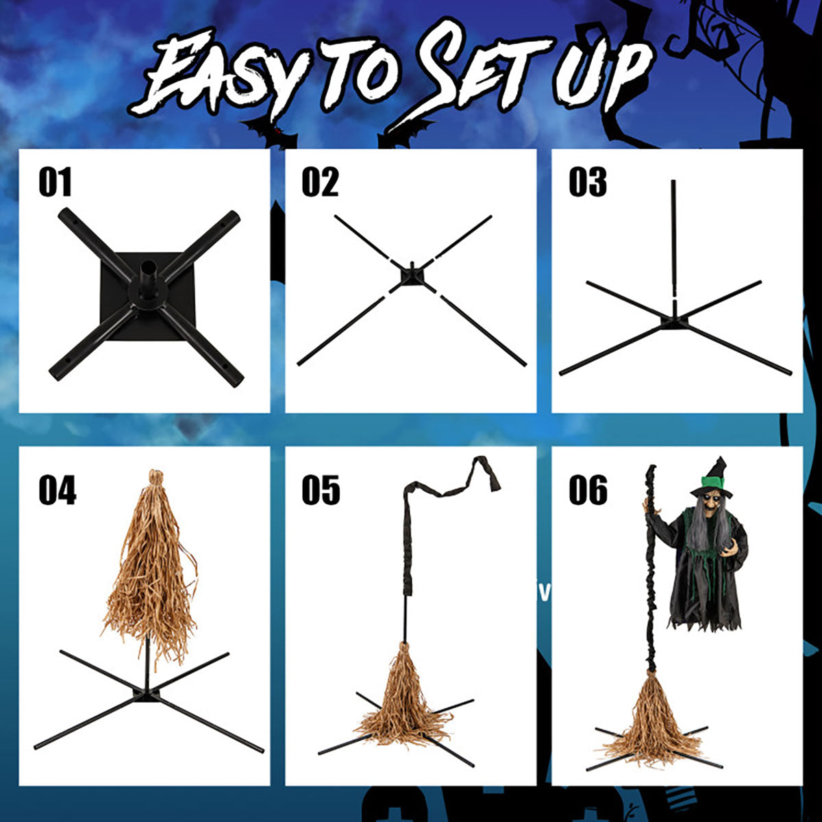 7 Ft. Mechanized LED Witch on Broom