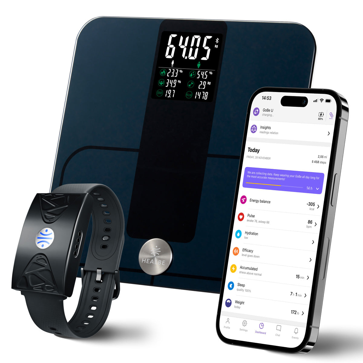 Skin Sensor Calorie Tracker and Smart Scale Bundle