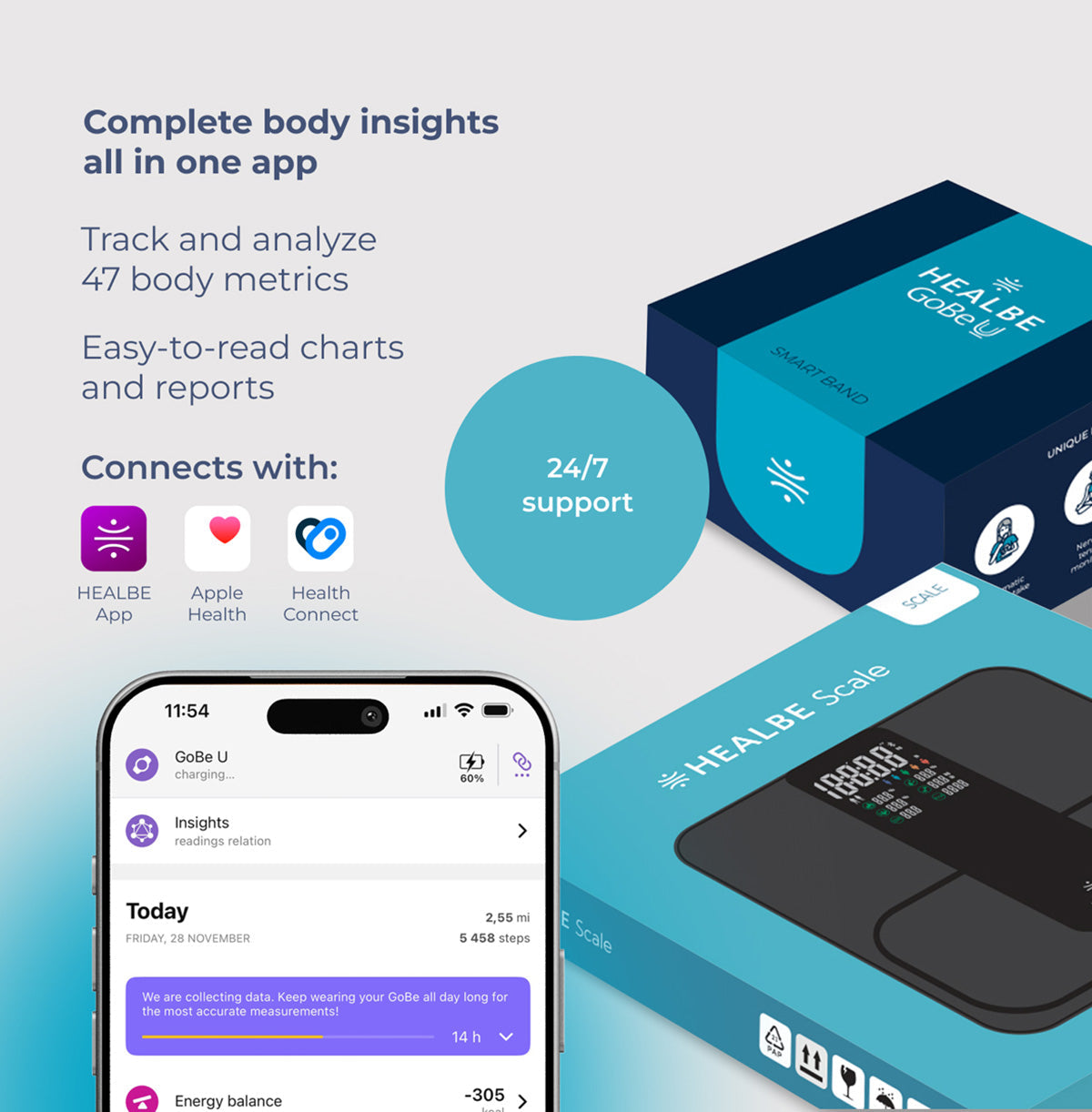 Skin Sensor Calorie Tracker and Smart Scale Bundle