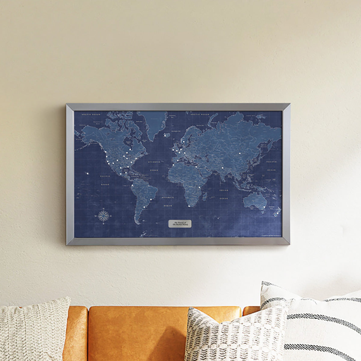 Modern Blueprint World Travel Map