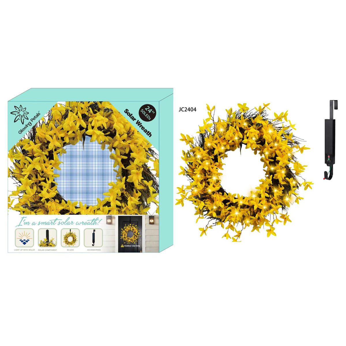 24'' Solar LED Wreath