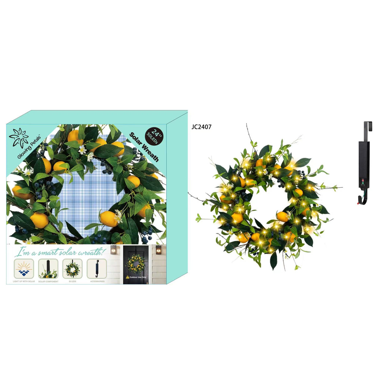 24'' Solar LED Wreath