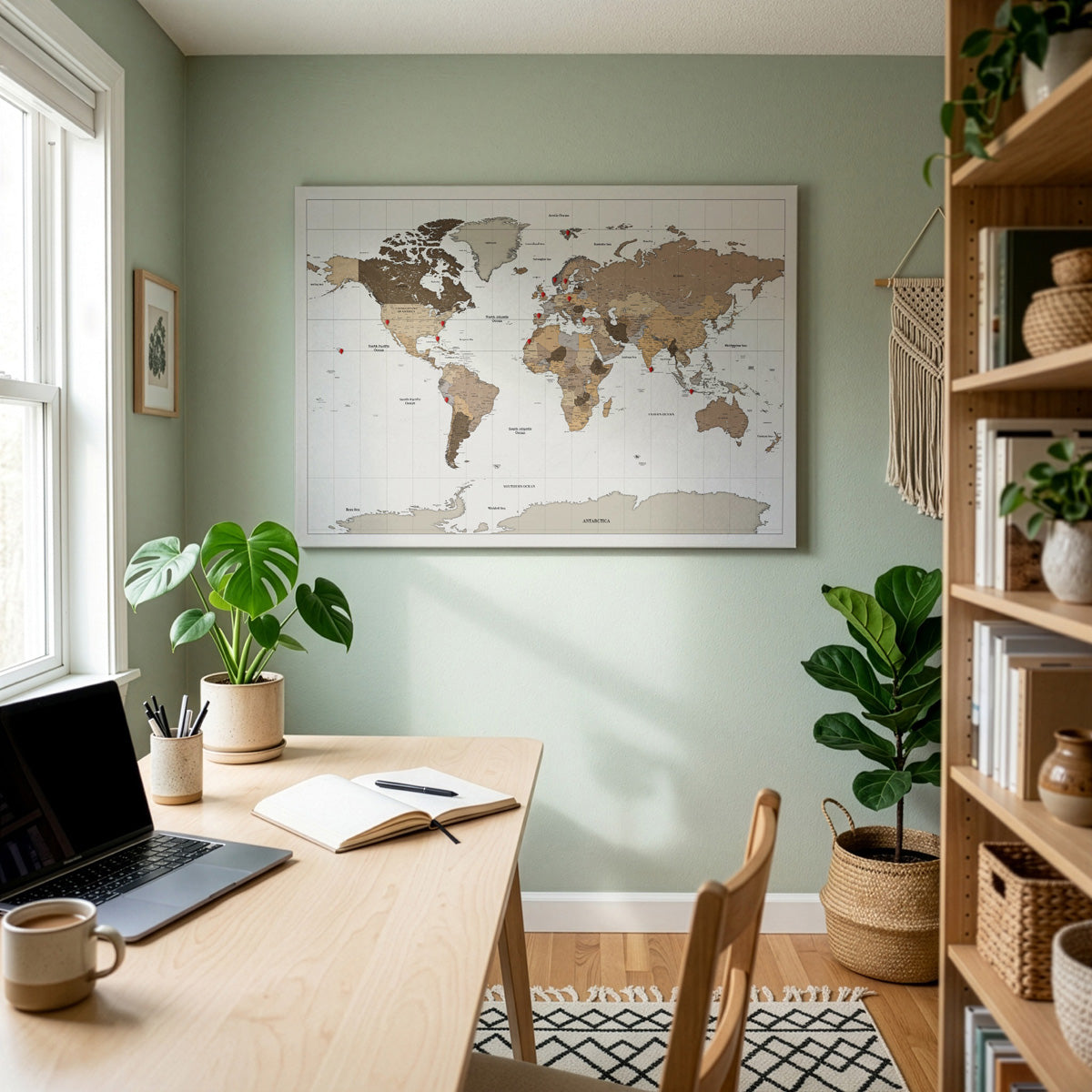 Pin and Remember Photo-Linked World Map with Pins