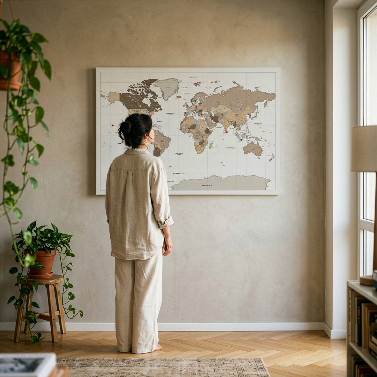 Pin and Remember Photo-Linked World Map with Pins
