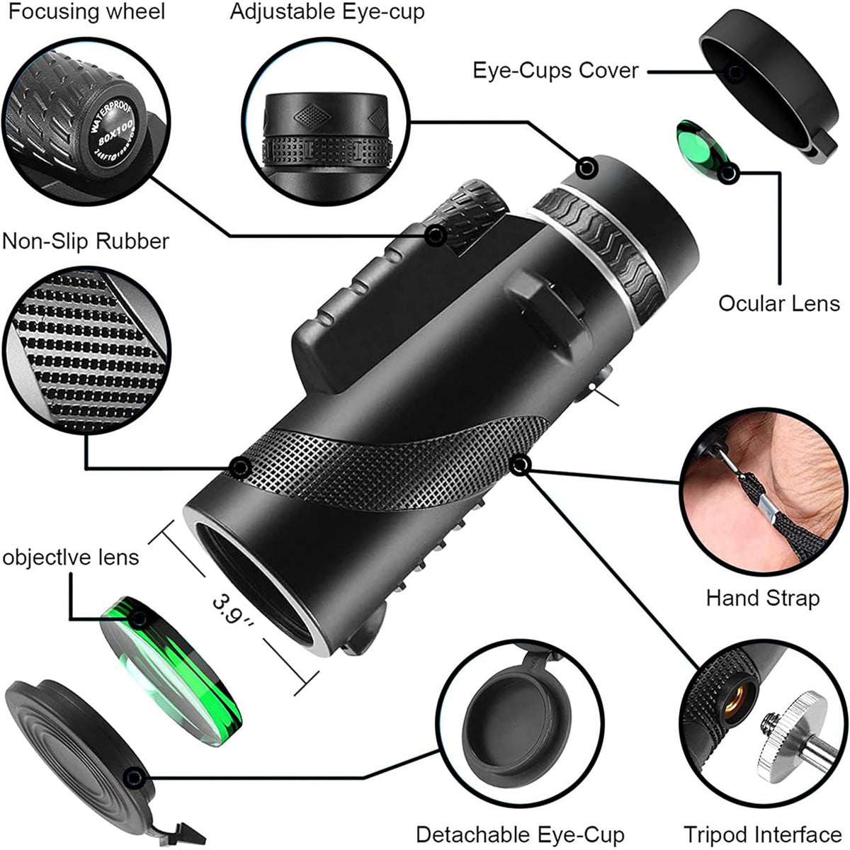 Monocular Telescope with Smartphone Holder and Tripod