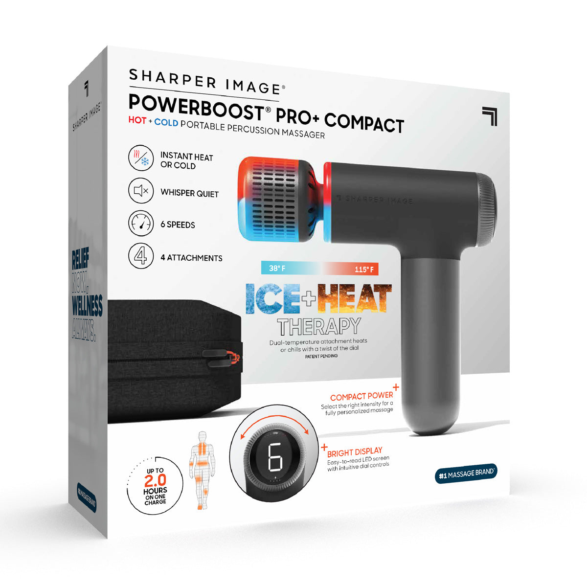 PowerBoost Pro Plus Hot and Cold Compact Massage Gun by Sharper Image