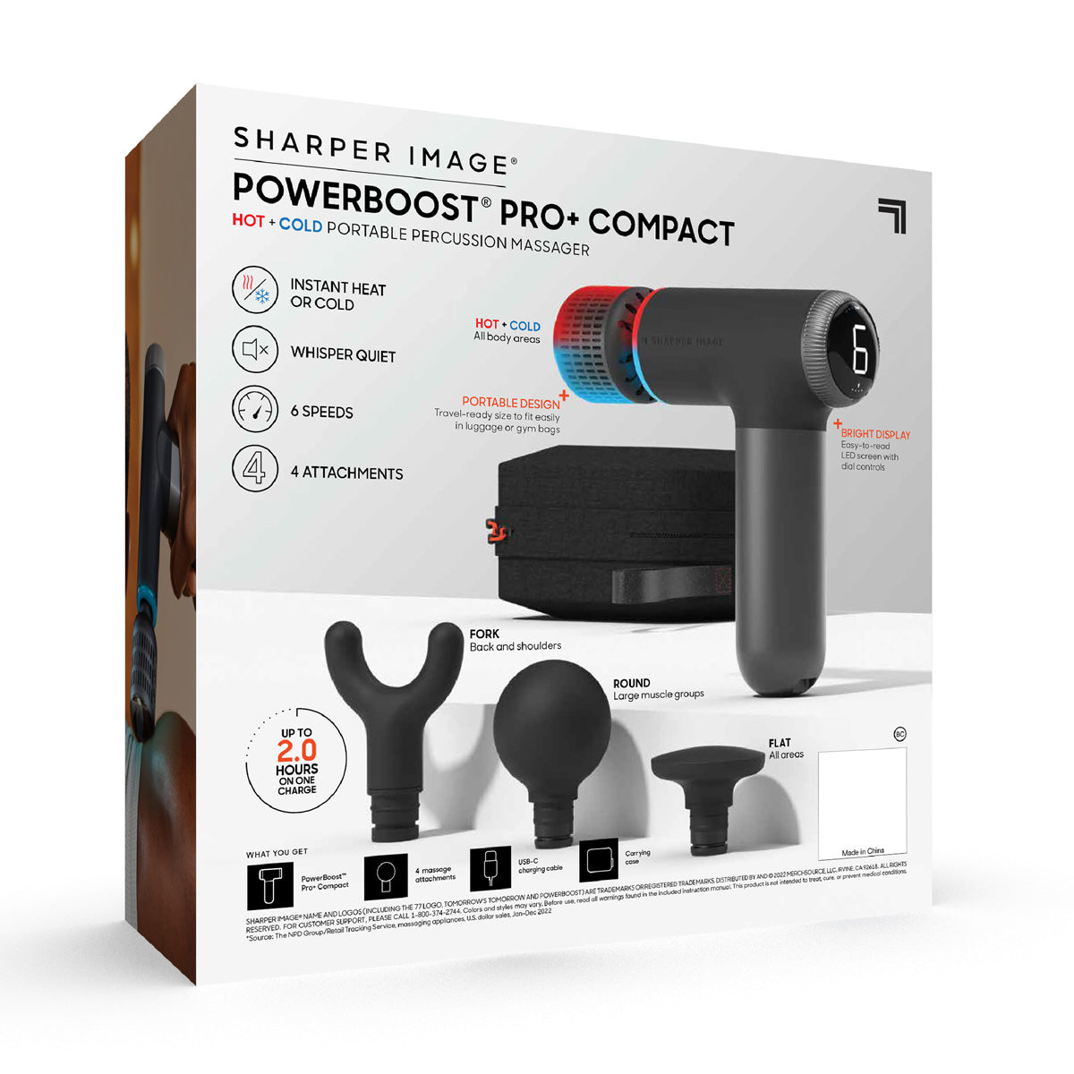 PowerBoost Pro Plus Hot and Cold Compact Massage Gun by Sharper Image