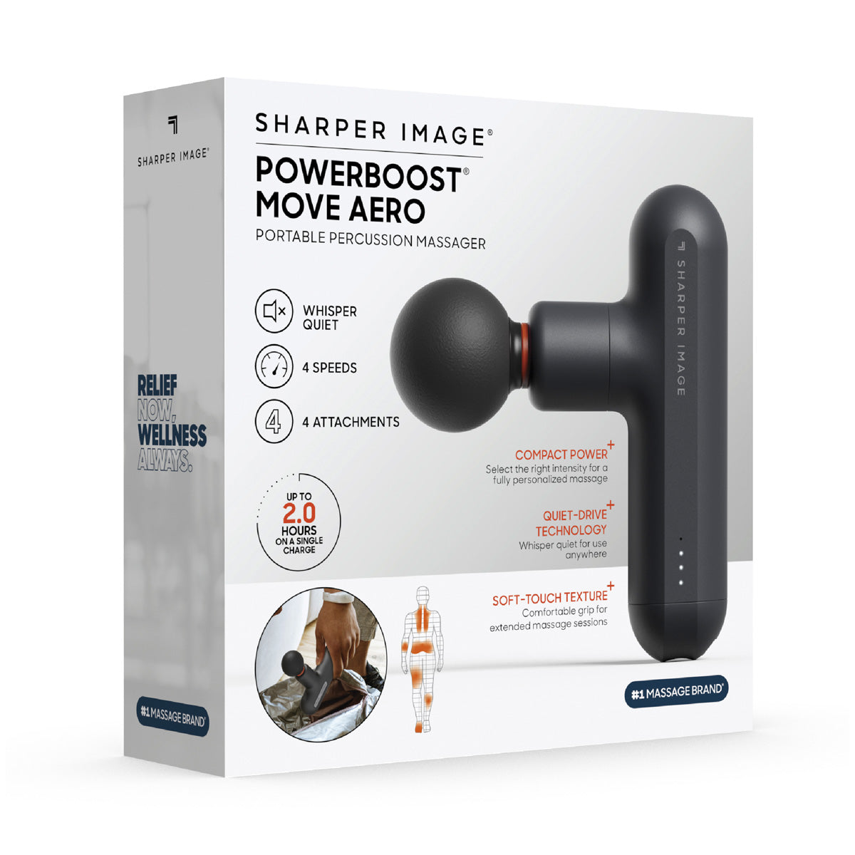 Powerboost Move Portable Percussion Massager Aero by Sharper Image