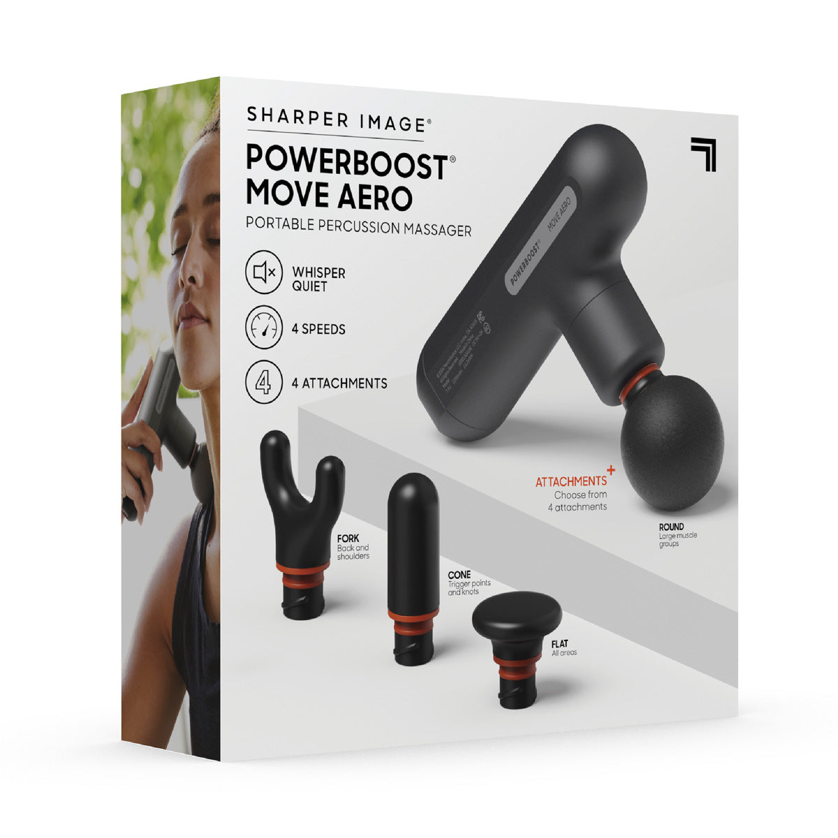 Powerboost Move Portable Percussion Massager Aero by Sharper Image