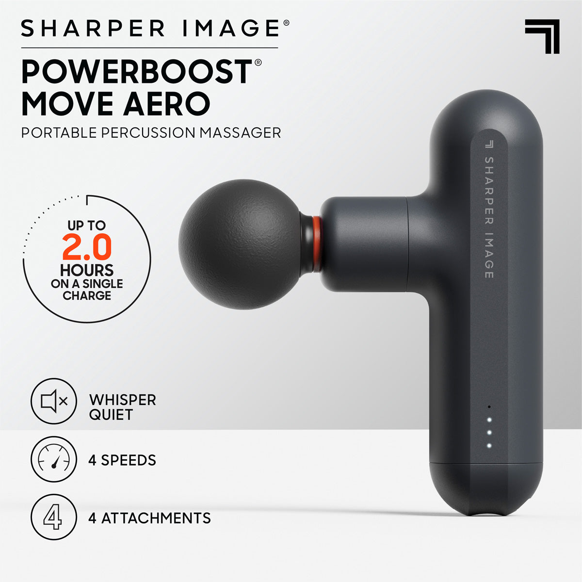 Powerboost Move Portable Percussion Massager Aero by Sharper Image