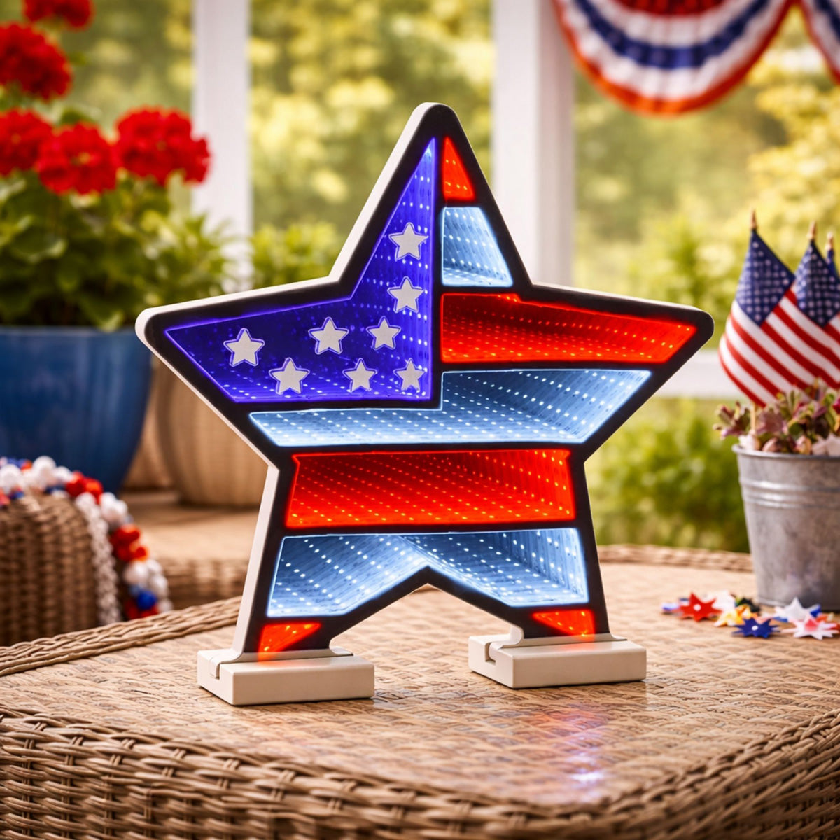 American Flag Star LED Infinity Light
