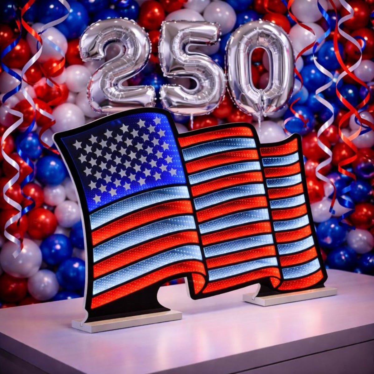 Waving American Flag LED Infinity Light