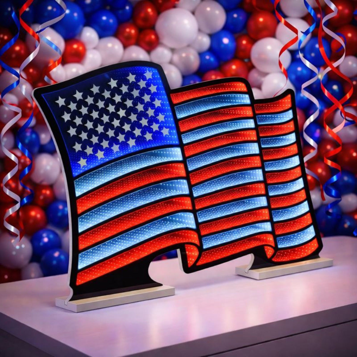 Waving American Flag LED Infinity Light