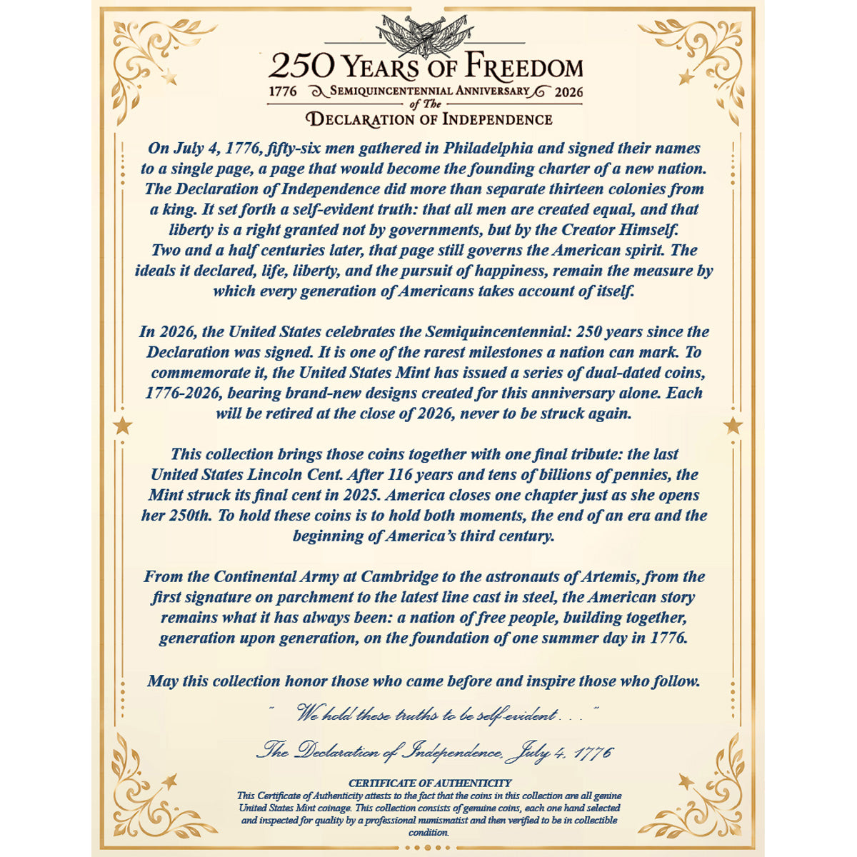250th Anniversary Collectable Coin Set