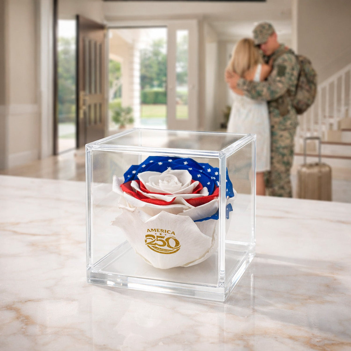 Stemless Patriotic Preserved Rose