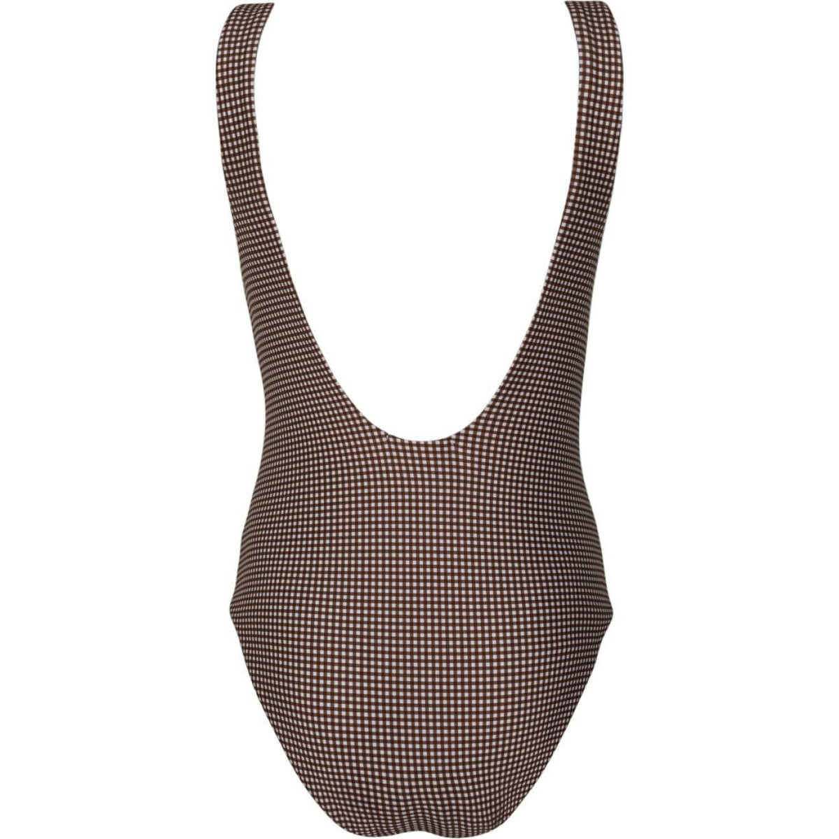 women's cocoa gingham square neck one piece