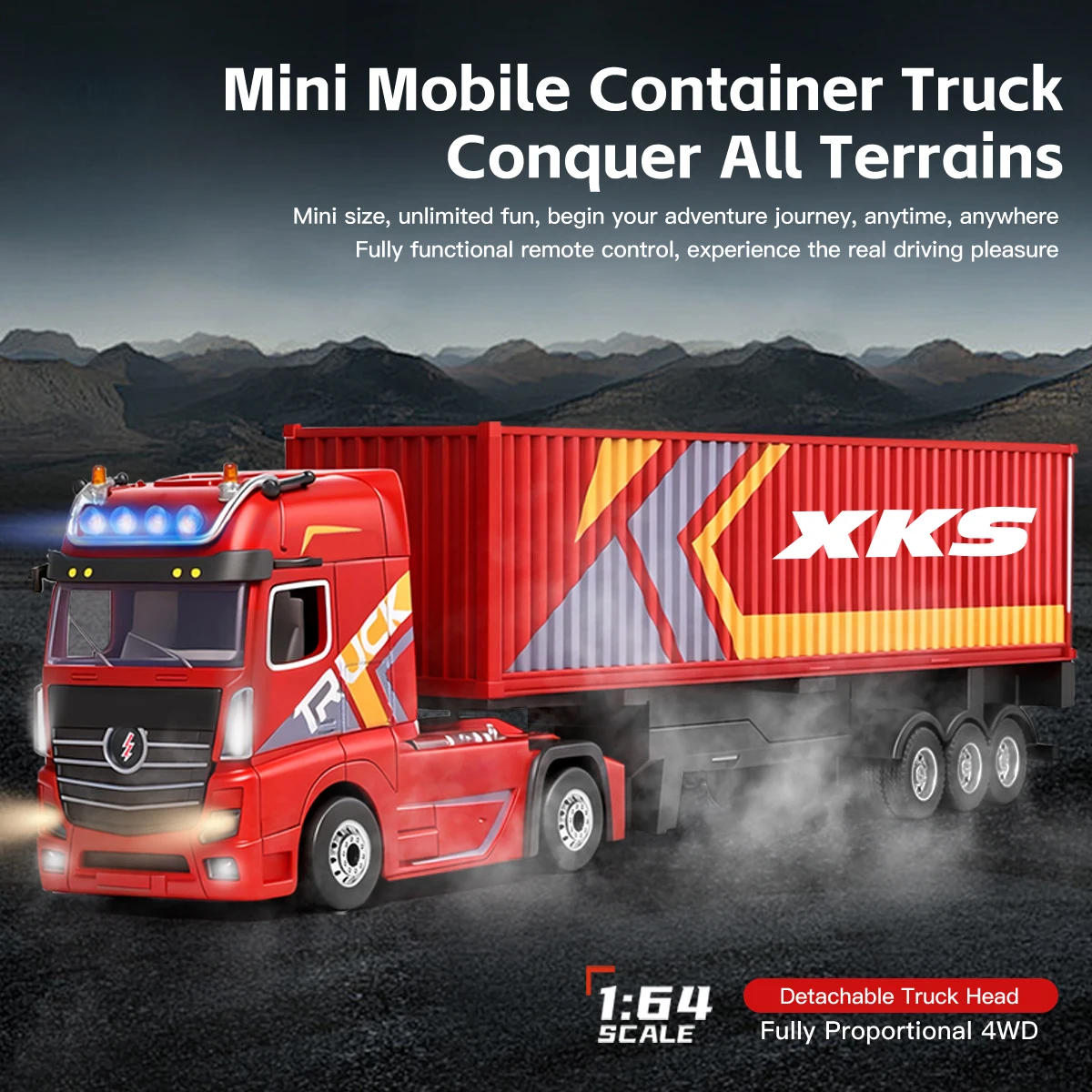 1/64 Scale RC 4WD Mini Alloy Container Drift Truck - WLY28