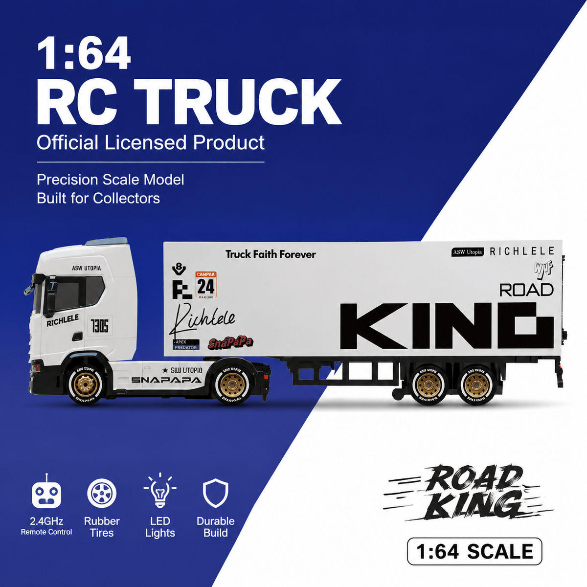 1:64 Scania Container Truck RC Remote-Controlled Alloy Vehicle-NF04