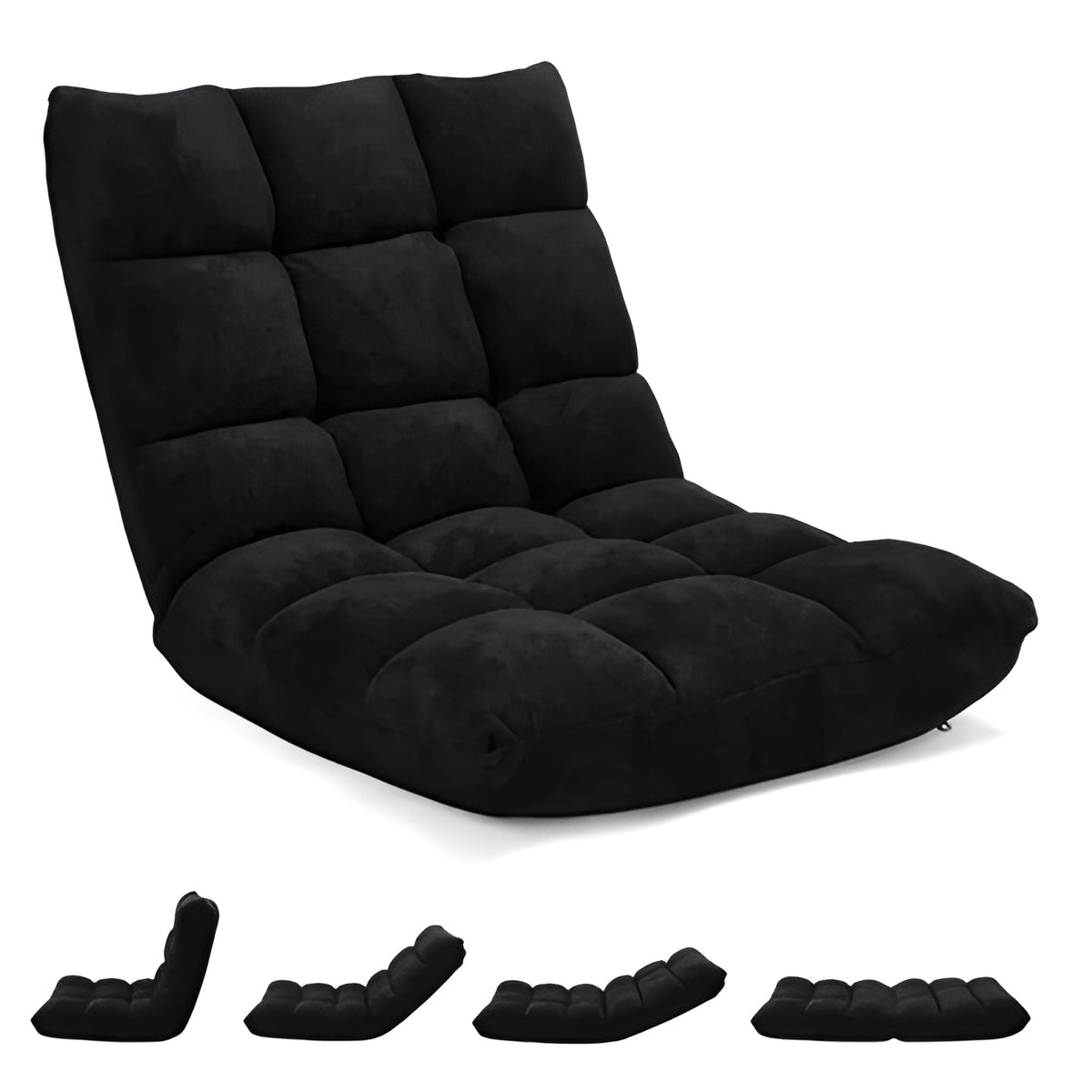 Floor Chair with 14 Locking Positions and Foam Padding, Steel Frame Support