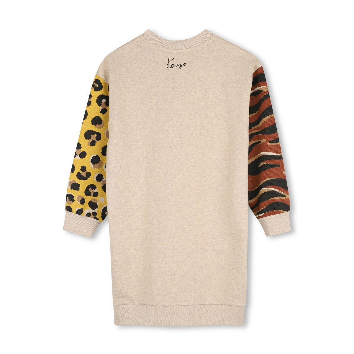 Beige Animal Print Sweatshirt Dress