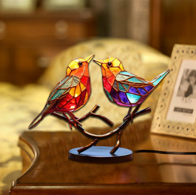 Bird Ornament on Branch, Acrylic Bird Figurine for Bedroom Decor, Colorful Desk Accessories, Living Room Decor for Shelf