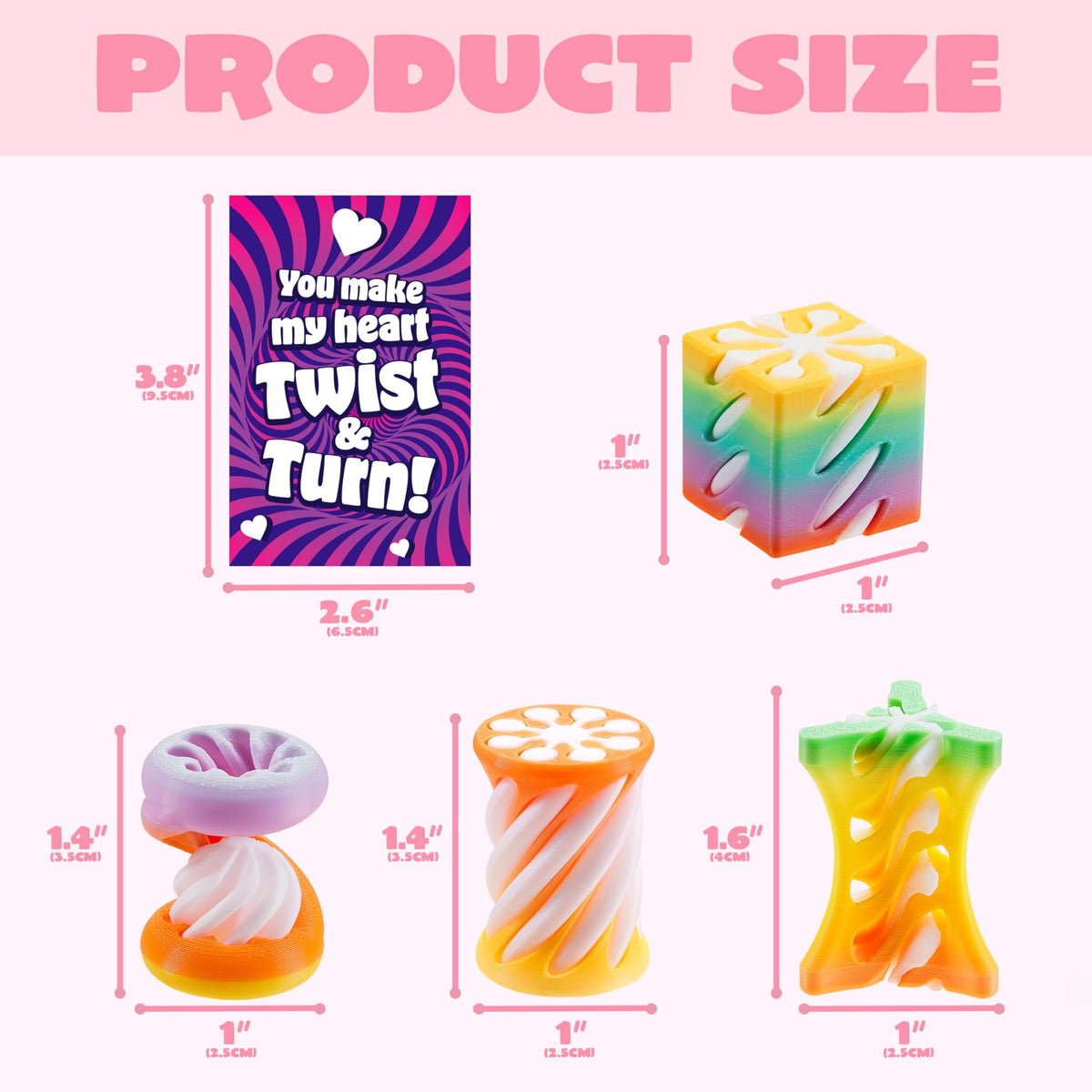 28Pcs Kids Valentine Cards with Impossible Spiral Cone fidget toys